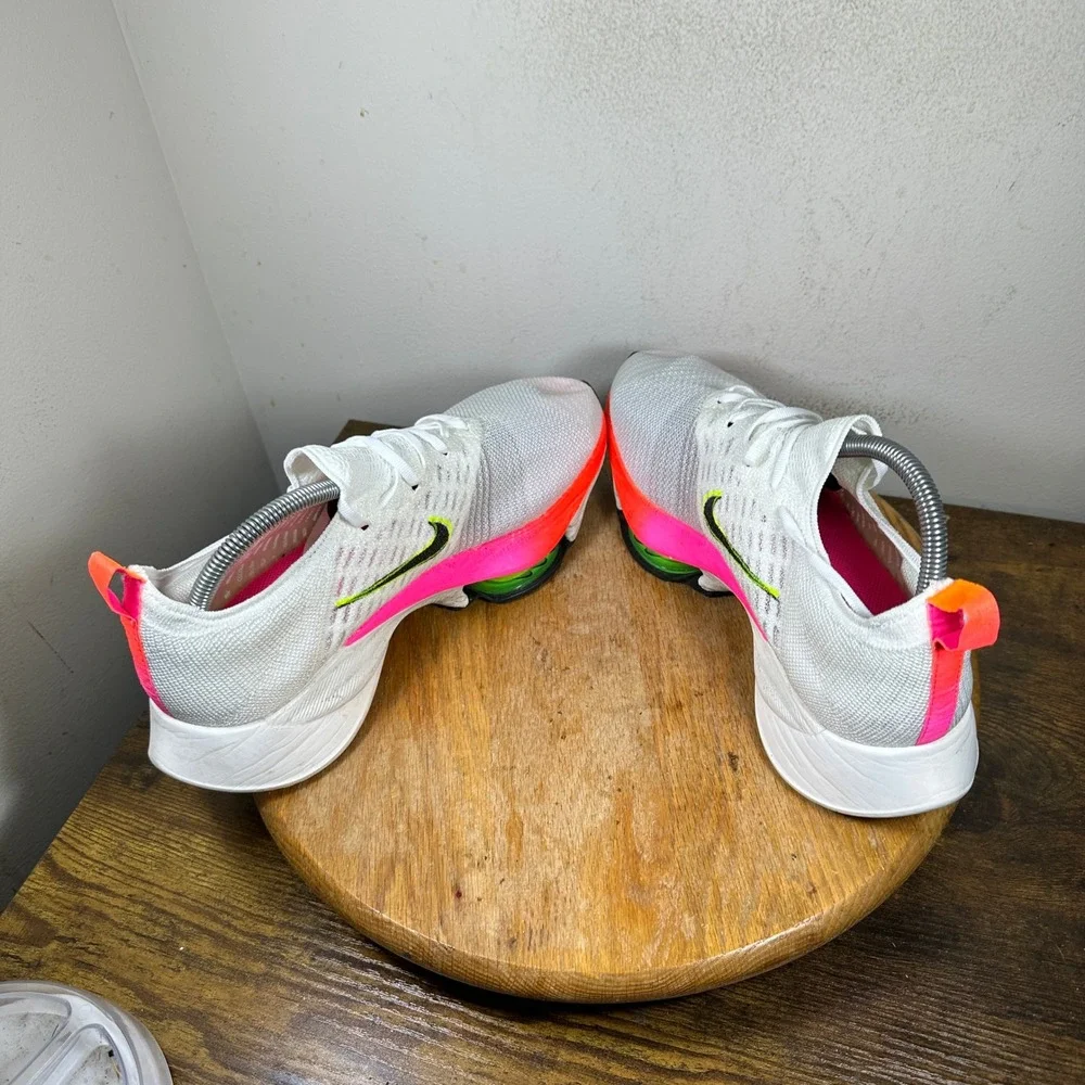 Nike Air Zoom Tempo Next% Flyknit Mens 10 White Pink Volt DJ5430-100 Shoe - Picture 3 of 8